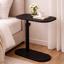 Компактный приставной С-образный журнальный столик трансформер, высота 45-80см, Черный(626/VEN-1397-С45/2)