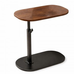 Компактний приставний С-подібний журнальний столик трансформер, висота 45-80см, Темне дерево(626/VEN-1397-С45/2)