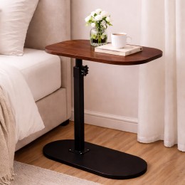 Приставной С-образный журнальный столик трансформер, высота 45-80см, Темное дерево(626/VEN-1397-С45/2)