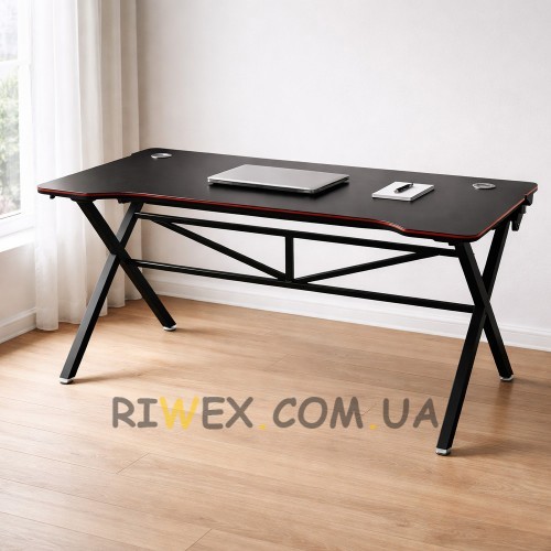 Комп’ютерний письмовий стіл хай-тек 120×60 см металевий каркас МДФ, отвір для кабелів (626/VEN-1395-С45/2)