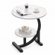 Дворівневий журнальний столик білий мармур 40×30×60 см компактний приліжковий сучасний (626/VEN-1393-С45/2)