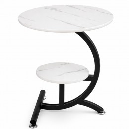 Двухуровневый журнальный столик белый мрамор 40×30×60 см компактный прикроватный современный (626/VEN-1393-С45/2)