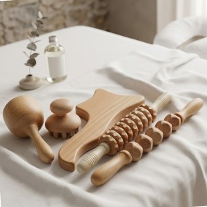 Дерев'яні масажери 5 шт для масажу тіла, набір для мадеротерапії та догляду за шкірою (626/VEN-1414-С45/2)