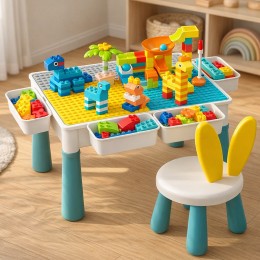 Дитячий ігровий стіл з конструктором 104 деталі, з органайзером та регульованою висотою (626/VEN-1400-С45/2)