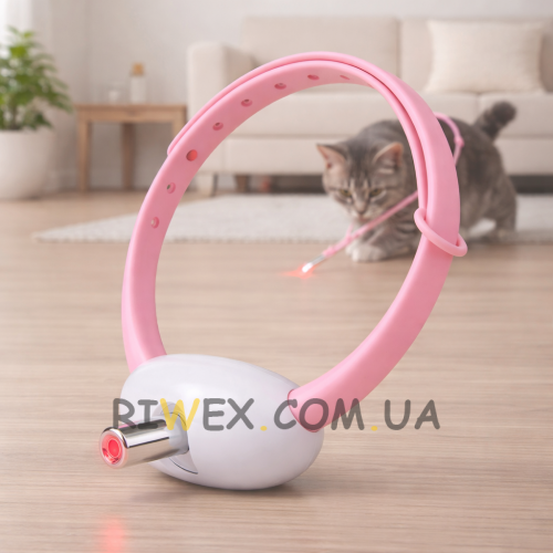 Іграшка для кішок лазерний смарт-нашийник із вбудованим лазером для тварин Smart laser T-883 Рожевий