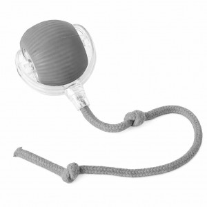 Смарт м’яч для тварин з акумулятором і мотузкою дражнилкою інтерактивна іграшка, Сірий (626/VEN-1433-С45/2)