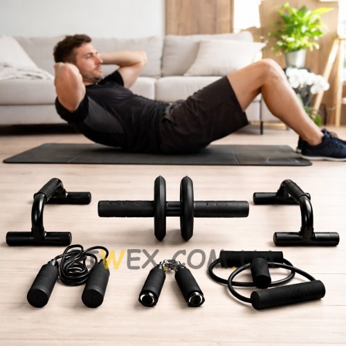 Универсальный набор тренажеров 7в1 для тренировок дома эспандеры ролик пресса упоры(626/VEN-1421-С45/2)