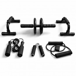 Универсальный набор тренажеров 7в1 для тренировок дома эспандеры ролик пресса упоры(626/VEN-1421-С45/2)