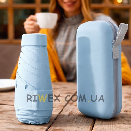 Кишенькова портативна міні-парасолька з чохлом Блакитний (205/3539)