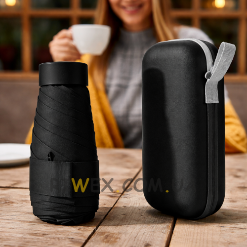 Кишенькова портативна міні-парасолька з чохлом Чорний (205/3539)