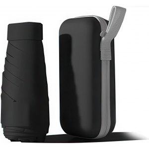 Карманный портативный мини-зонтик с чехлом Черный (205/3539)