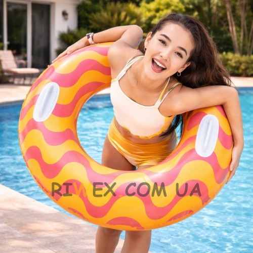 Круг надувний Intex 59256 91 см з ручками вініл 0.25 мм до 80 кг для басейну відпочинку, Помаранчевий (AT)