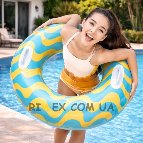 Круг надувний Intex 59256 91 см з ручками вініл 0.25 мм до 80 кг для басейну відпочинку, Блакитний (AT)