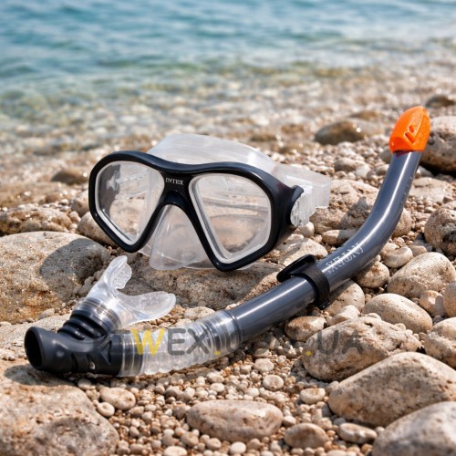 Комплект для плавання Intex 55648 Reef Rider маска трубка L 14+ захист від води гіпоалергенний матеріал(AT)