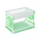 Сушарка для посуду Plast двоярусна пластикова з піддоном 43×29 см на 19 тарілок, Біло-салатовий (DRK)
