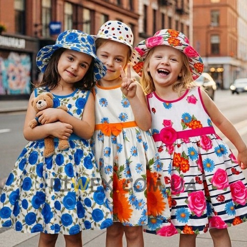 Дитяча сукня BBB з панамою для дівчинки набір 3 одиниці (випадковий колір) літній комплект, 122 р