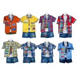 Летний набор костюм для мальчика рубашка, футболка, шорты BBB 3 в 1 (случайный цвет и модель) 4 года (BOT)