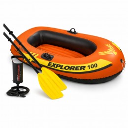 Надувная лодка Intex Explorer 100 58329 одноместная 147x84 см с веслами и насосом, 2 камеры(AT)