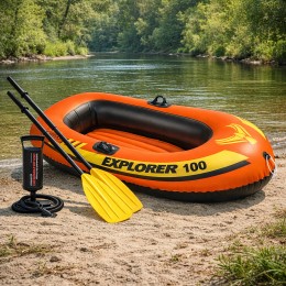Надувная лодка Intex Explorer 100 58329 одноместная 147x84 см с веслами и насосом, 2 камеры(AT)