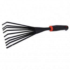 Ручні граблі для саду металеві 35,5 см з гумовою ручкою інструмент для розпушування землі та бур'янів (YAB)