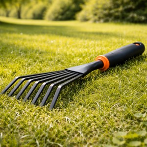 Ручні граблі для саду металеві 35,5 см з гумовою ручкою інструмент для розпушування землі та бур'янів (YAB)