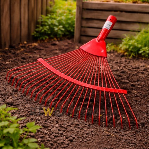 Граблі садові металеві віялові Woffmann 22 зуба регульовані 42 см без ручки для збирання саду (YAB)