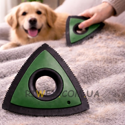 Пристрій-щітка для очищення від шерсті EL-2350 трикутний для текстилю меблів килимів одягу, Зелений (237)