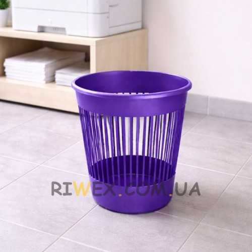 Офісна корзина для паперу Алеана 12 літрів пластиковий сміттєвий кошик для дому кабінету, Фіолетовий (DRK)