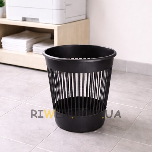 Офісна корзина для паперу Алеана 12 літрів пластиковий сміттєвий кошик для дому кабінету, Чорний (DRK)