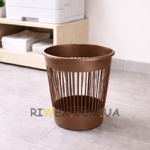 Офісна корзина для паперу Алеана 12 літрів пластиковий сміттєвий кошик для дому кабінету, Коричневий (DRK)