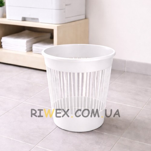 Офісна корзина для паперу Алеана 12 літрів пластиковий сміттєвий кошик для дому кабінету, Білий (DRK)