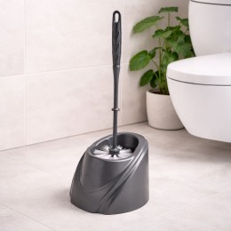 Компактний йоржик для унітазу Хвиля з підставкою, сучасний аксесуар для ванної, Сірий (DRK)