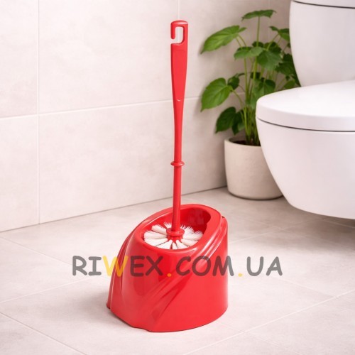 Компактний йоржик для унітазу Хвиля з підставкою, сучасний аксесуар для ванної, Червоний (DRK)