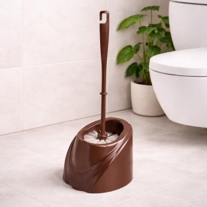 Компактний йоржик для унітазу Хвиля з підставкою, сучасний аксесуар для ванної, Коричневий (DRK)