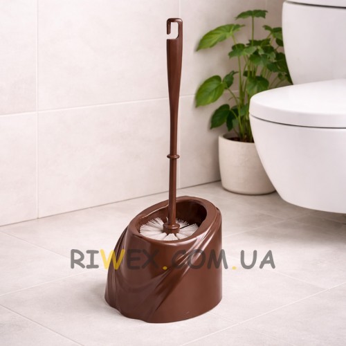 Компактний йоржик для унітазу Хвиля з підставкою, сучасний аксесуар для ванної, Коричневий (DRK)