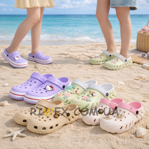 Набір дитячих резинових тапочок для Дівчинки крокси 3 пари (випадкова модель) розмір 29