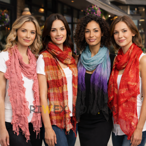 Жіночий набір із 3 легких і повітряних весняних/осінніх шарфів (модель обирається випадковим чином)