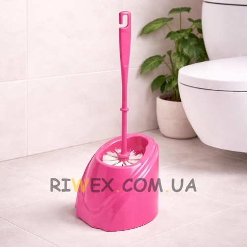 Компактний йоржик для унітазу Хвиля з підставкою, сучасний аксесуар для ванної, Рожевий (DRK)