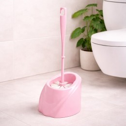 Компактний йоржик для унітазу Хвиля з підставкою, сучасний аксесуар для ванної, Світло-рожевий (DRK)