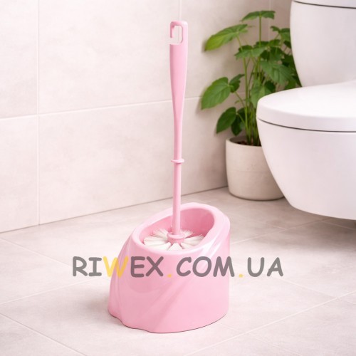 Компактний йоржик для унітазу Хвиля з підставкою, сучасний аксесуар для ванної, Світло-рожевий (DRK)