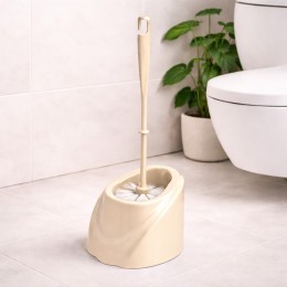 Компактний йоржик для унітазу Хвиля з підставкою, сучасний аксесуар для ванної, Бежевий (DRK)