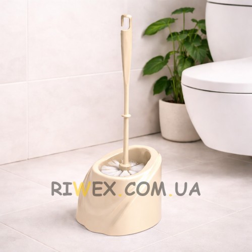 Компактний йоржик для унітазу Хвиля з підставкою, сучасний аксесуар для ванної, Бежевий (DRK)