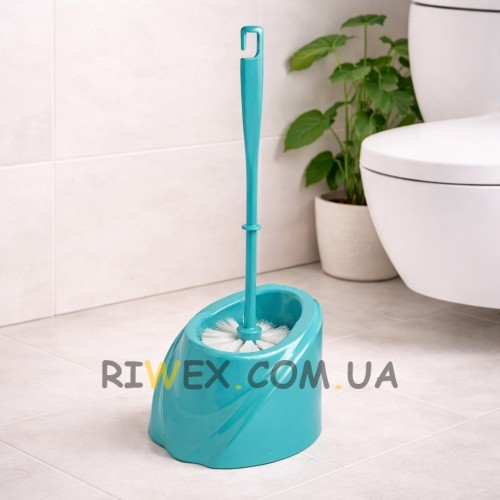 Компактний йоржик для унітазу Хвиля з підставкою, сучасний аксесуар для ванної, Аквамарин (DRK)