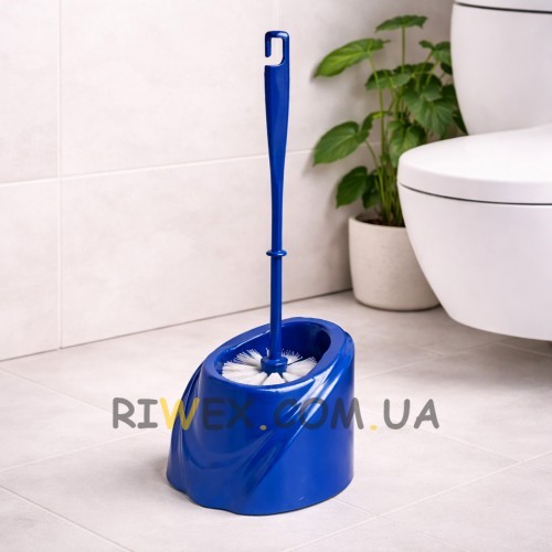 Компактний йоржик для унітазу Хвиля з підставкою, сучасний аксесуар для ванної, Темно-синій (DRK)