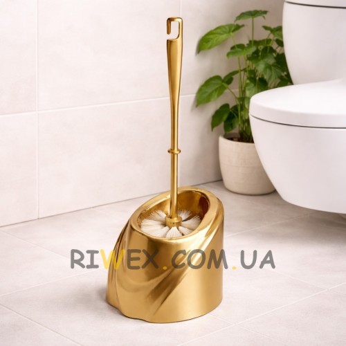 Компактний йоржик для унітазу Хвиля з підставкою, сучасний аксесуар для ванної, Латунний (DRK)
