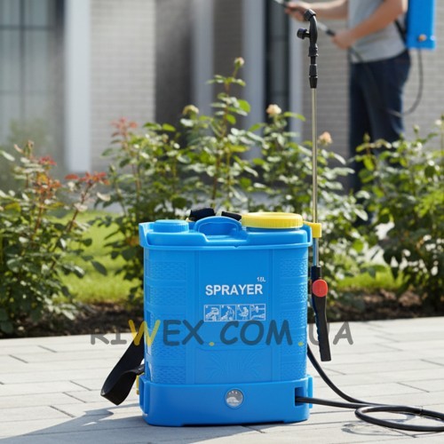 Садовый опрыскиватель аккумуляторный Sprayer 12л 10Ah 6 бар телескопическая штанга 3 насадки (YAB)