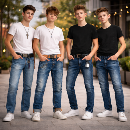 Набір чоловічих джинсів з ременем, 3 штуки (модель обирається випадковим чином), розмір 27