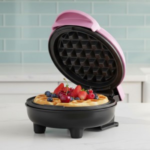 Електровафельниця портативна Waffle Maker XL-287 рожева антипригарна поверхня 350 Вт компактна (X05/242)
