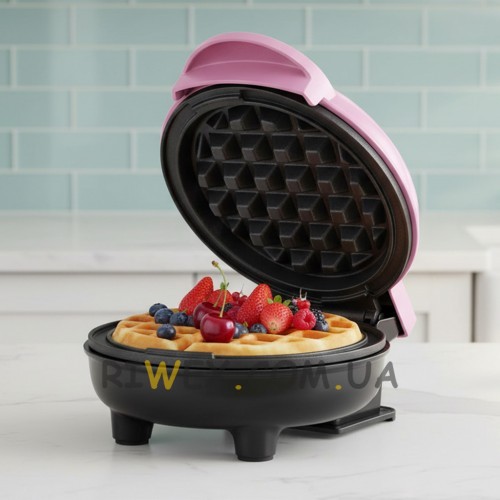 Електровафельниця портативна Waffle Maker XL-287 рожева антипригарна поверхня 350 Вт компактна (X05/242)