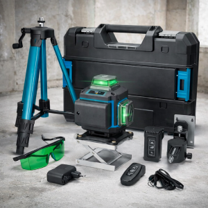 Професійний лазерний рівень нівелір з триногою в кейсі Jumpex синій 2369 (509)